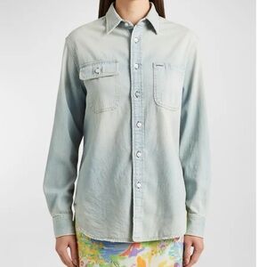 Tamia Cotton Denim Shirt Ralph Lauren Purple Label NWOT